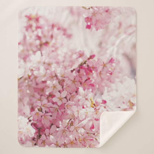 PINK EN WITTE CHERRY BLOSSOM SHERPA DEKEN (Voorkant)