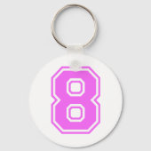 PINK EN WITTE NUMMER 8 SLEUTELHANGER (Voorkant)