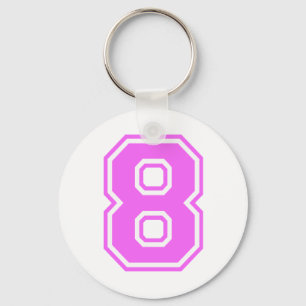 PINK EN WITTE NUMMER 8 SLEUTELHANGER