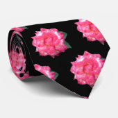 PINK EN WITTE ROSE STROPDAS (Opgerold)