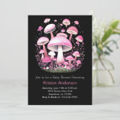 Pink Enchanted Adventure Mushroom Meisje Baby show Kaart (Staand voorkant)