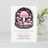 Pink Enchanted Forest Mushroom Meisje Baby shower Kaart (Staand voorkant)