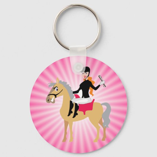 Pink Equestrian Girl Sleutelhanger (Voorkant)