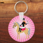 Pink Equestrian Girl Sleutelhanger (Voorkant)