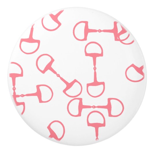 Pink Equestrian Horse Bits Keramische Knop (Voorkant)