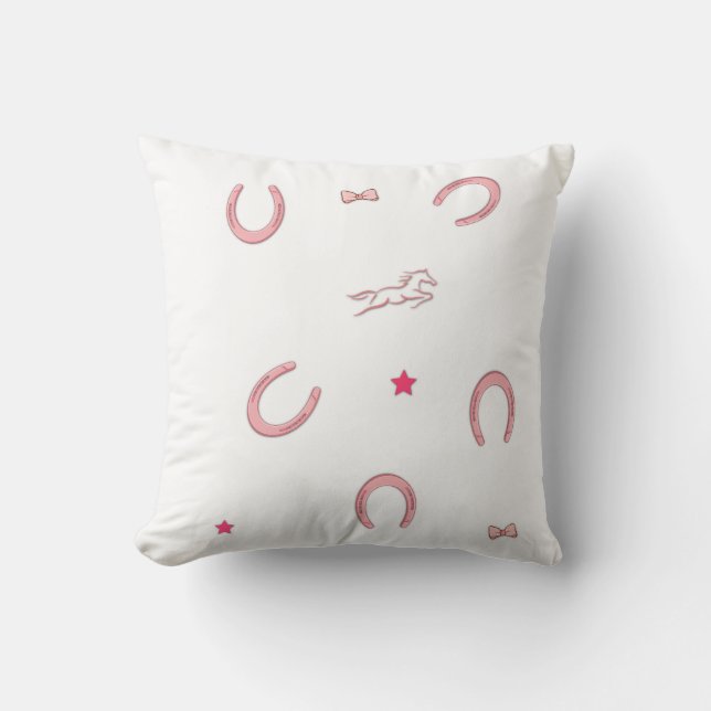 Pink Equestrian Horseshoe Pattern Pillow Kussen (Voorkant)