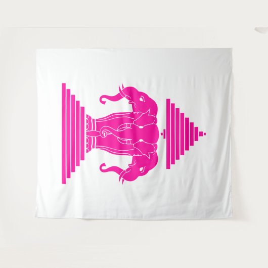 Pink Erawan Three Headed Elephant Lao / Laos Flag Wandkleed (Voorkant (horizontaal))
