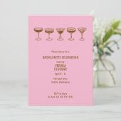 Pink Espresso Martini Bachelorette w/QR Code Kaart (Staand voorkant)