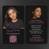 Pink Esthetician QR Code Luxury Black Beauty Visitekaartje