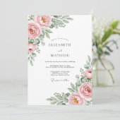 Pink Ethereal Bloom Wedding Kaart (Staand voorkant)
