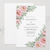 Pink Ethereal Bloom Wedding Kaart (Voorkant / Achterkant)
