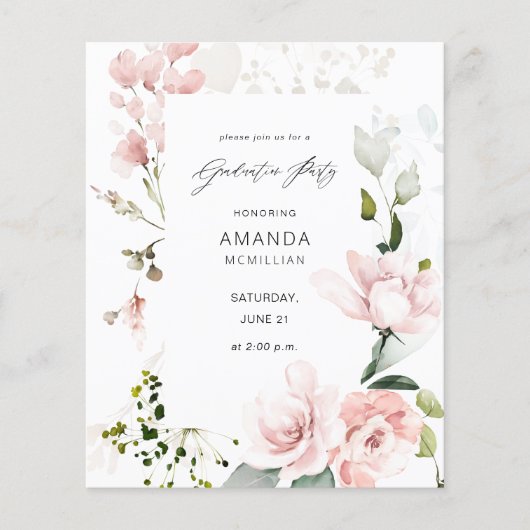 Pink & Eucalyptus Floral Gradual Party Flyer (Voorkant)