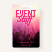 Pink Event Staff Badge voor concert of festival (Voorkant)