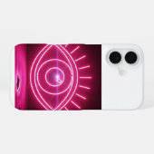Pink Evil Eye Neon Sign Glow iPhone 16 Hoesje (Achterkant horizontaal)
