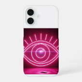 Pink Evil Eye Neon Sign Glow iPhone 16 Hoesje (Achterkant)
