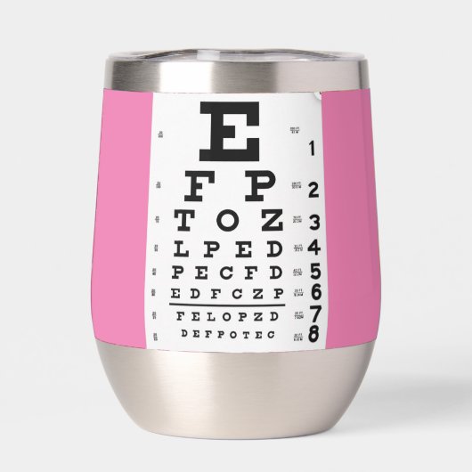 Pink Eye Chart thermische wijn tumbler (Achterkant)