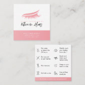 Pink Eyelash Extension Nazorg Instructie Vierkante Visitekaartje (Voorkant / Achterkant)