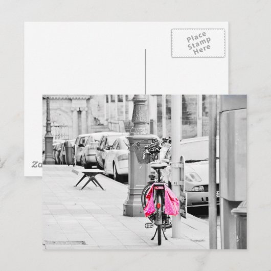 Pink Fahrrad Briefkaart (Voorkant / Achterkant)