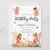 Pink Fairies Woodland 7e verjaardag Kaart (Voorkant)