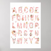 Pink Fairy Alphabet ABC Poster Kids Room Decor (Voorkant)