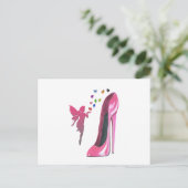 Pink Fairy and Stiletto Shoe Art Briefkaart (Staand voorkant)