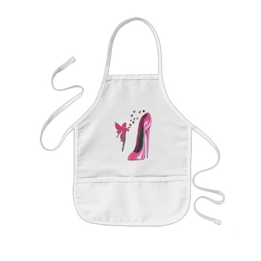 Pink Fairy and Stiletto Shoe Art Kinder Schort (Voorkant)