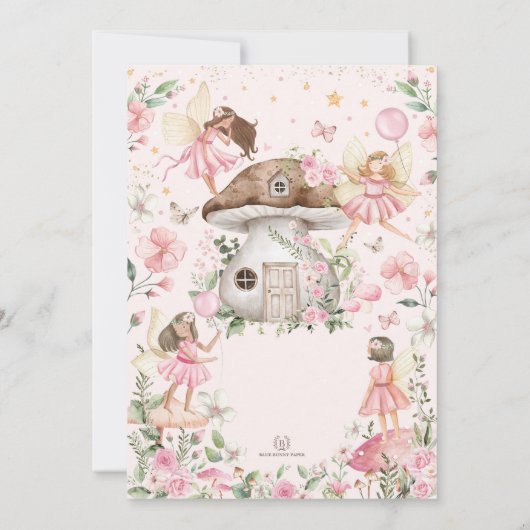 Pink Fairy Baby shower Enchanted Forest Tea Party Kaart (Achterkant)