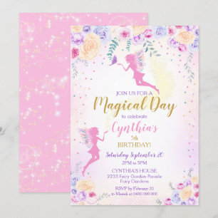Pink Fairy Birthday Invitation Fairy Garden Kaart