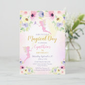 Pink Fairy Birthday Invitation Fairy Garden Kaart (Staand voorkant)
