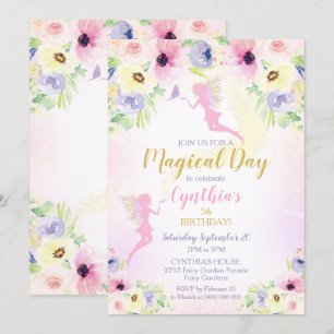 Pink Fairy Birthday Invitation Fairy Garden Kaart