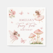 Pink Fairy First Birthday Party Napkins Servet (Voorkant)