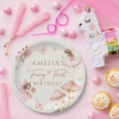 Pink Fairy First Birthday Party Paper Plates Papieren Bordje (Feest)
