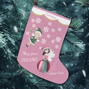 Pink Fairy Princess Dreams Grote Kerstsok