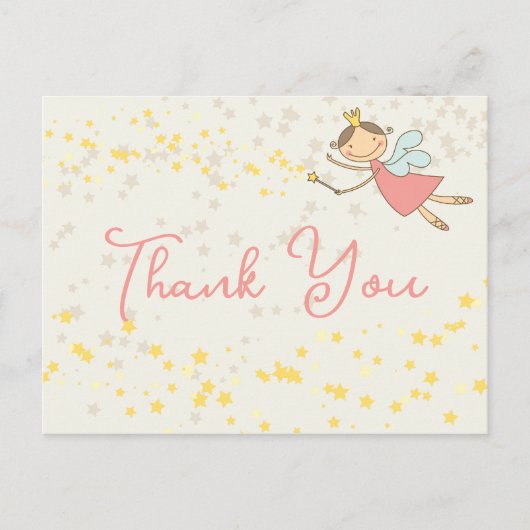 Pink Fairy Princess Stars Whimsical Girl Birthday Briefkaart (Voorkant)