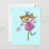 Pink fairy prinses briefkaart (Voorkant / Achterkant)