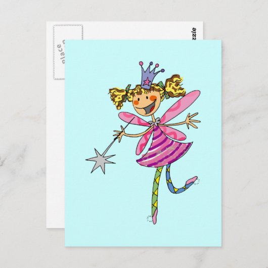 Pink fairy prinses briefkaart (Voorkant / Achterkant)