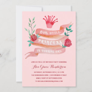 Pink Fairy Tale Princess 1ste verjaardag Girl Kaart