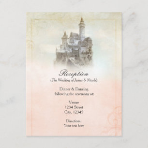 Pink Fairy Tale Storybook Castle Wedding Reception Informatiekaartje