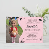 Pink Fairy verjaardagsfeestje uitnodiging (Staand voorkant)