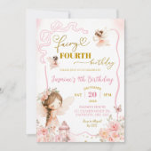 Pink Fairy Vierde Meisje Verjaardag Uitnodiging (Voorkant)