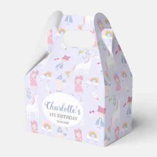 Pink Fairytale Princess Unicorn 1e verjaardag Bedankdoosjes