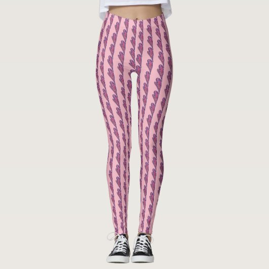 Pink Faith Art Hearts Fun Valentijnsdag Leggings (Voorkant)