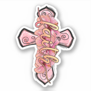Pink Faith Cross Christelijk Sticker