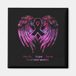 Pink Faith Hope Love Wings Breast Cancer Awareness Magneet