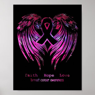 Pink Faith Hope Love Wings Breast Cancer Awareness Poster
