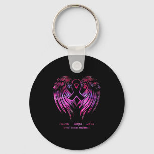 Pink Faith Hope Love Wings Breast Cancer Awareness Sleutelhanger