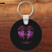 Pink Faith Hope Love Wings Breast Cancer Awareness Sleutelhanger (Voorkant)