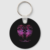 Pink Faith Hope Love Wings Breast Cancer Awareness Sleutelhanger (Voorkant)
