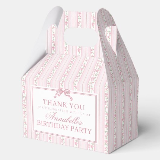 Pink Fancy Floral Birthday Party Gable Favor Bedankdoosjes (Voorkant)