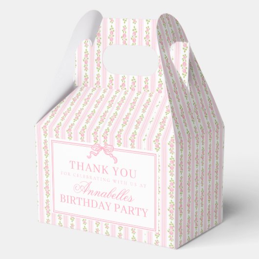 Pink Fancy Floral Birthday Party Gable Favor Bedankdoosjes (Voorkant)